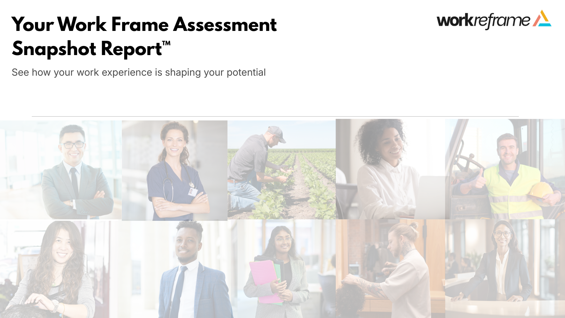 Work Frame Assessment snapshot showing performance, learning, and enjoyment conditions